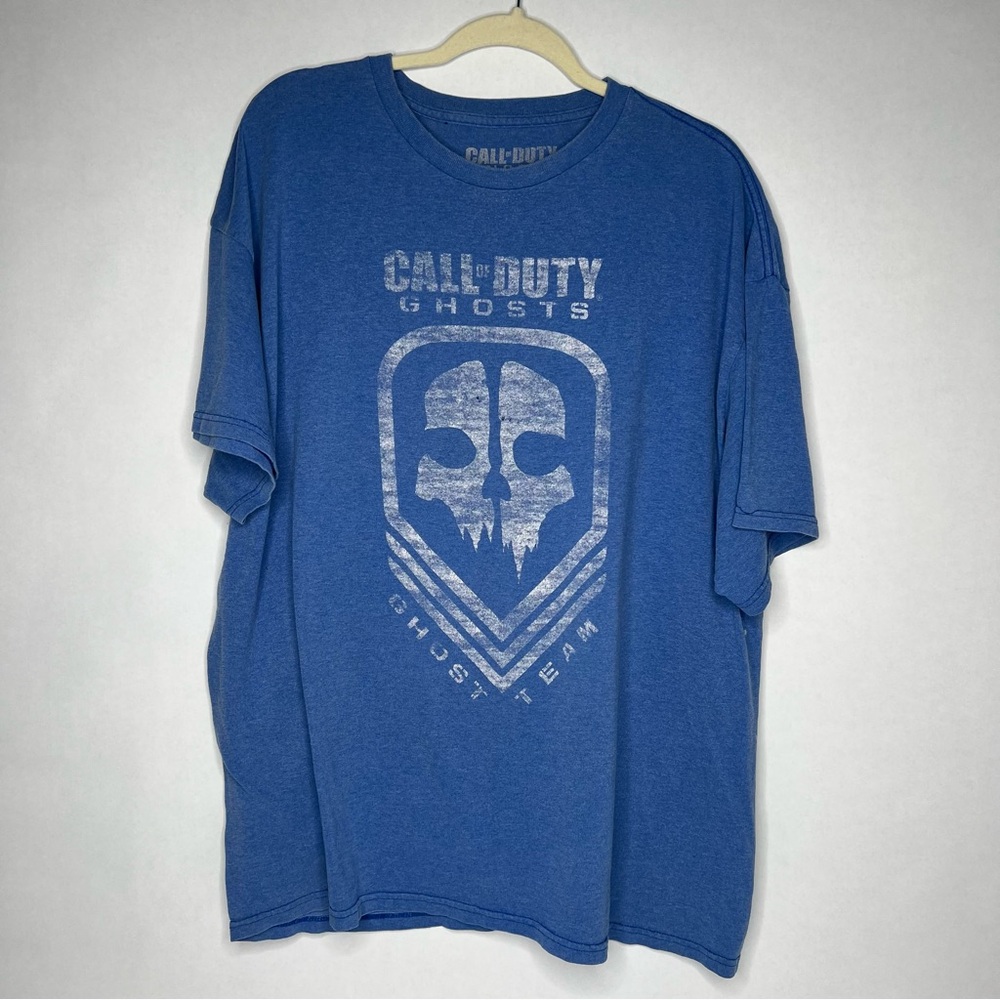 RARE Call Of Duty Ghosts T-Shirt Blue XXL 2XL Gaming‎ Ghost Team Tee Mask HTF